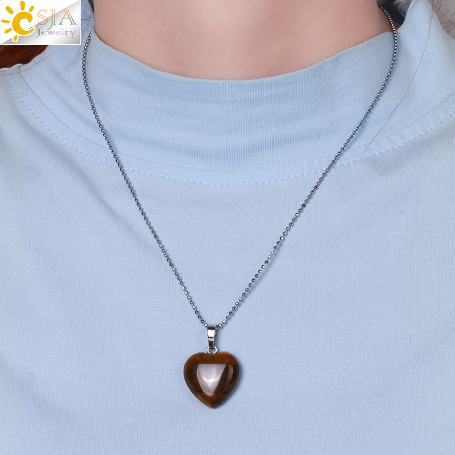 Heart Crystals Natural Stone Necklaces  Pendants