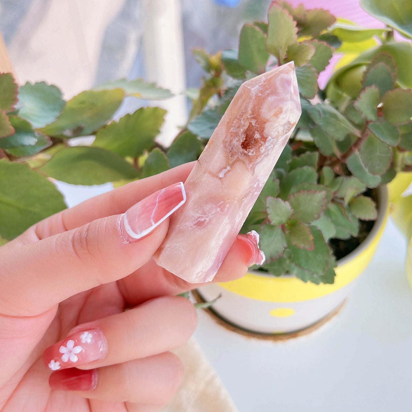 Rose Hermosa Crystal Quartz Tower Sakura Agate