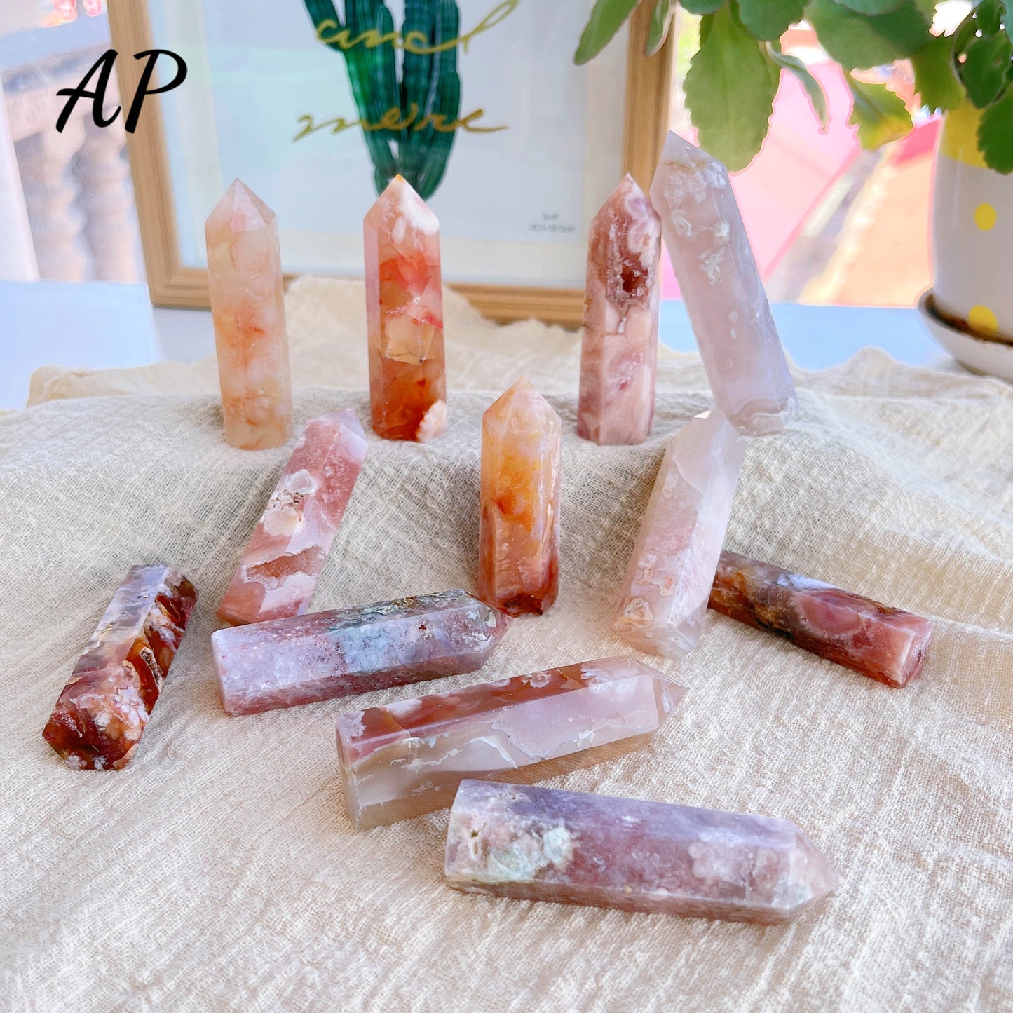 Rose Hermosa Crystal Quartz Tower Sakura Agate