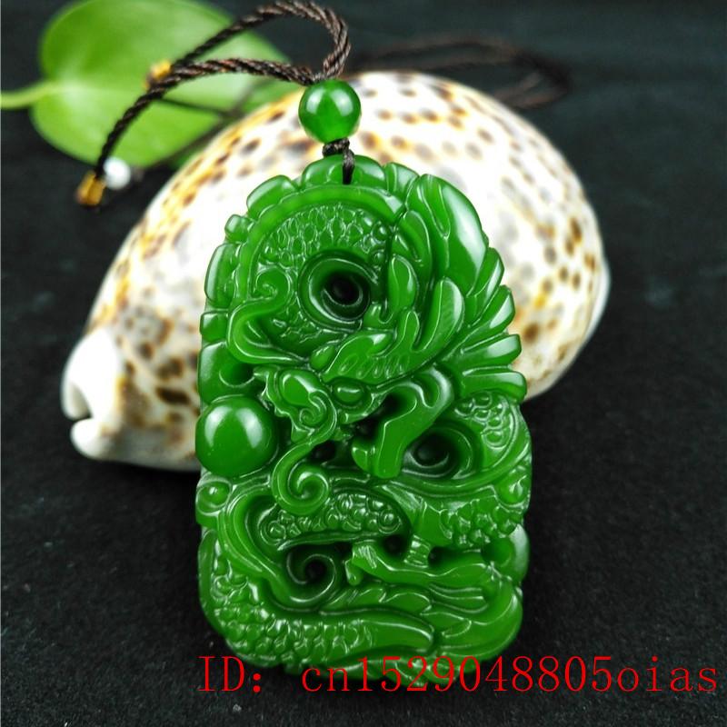 Natural Green Hetian Jade Stone Dragon Pendant