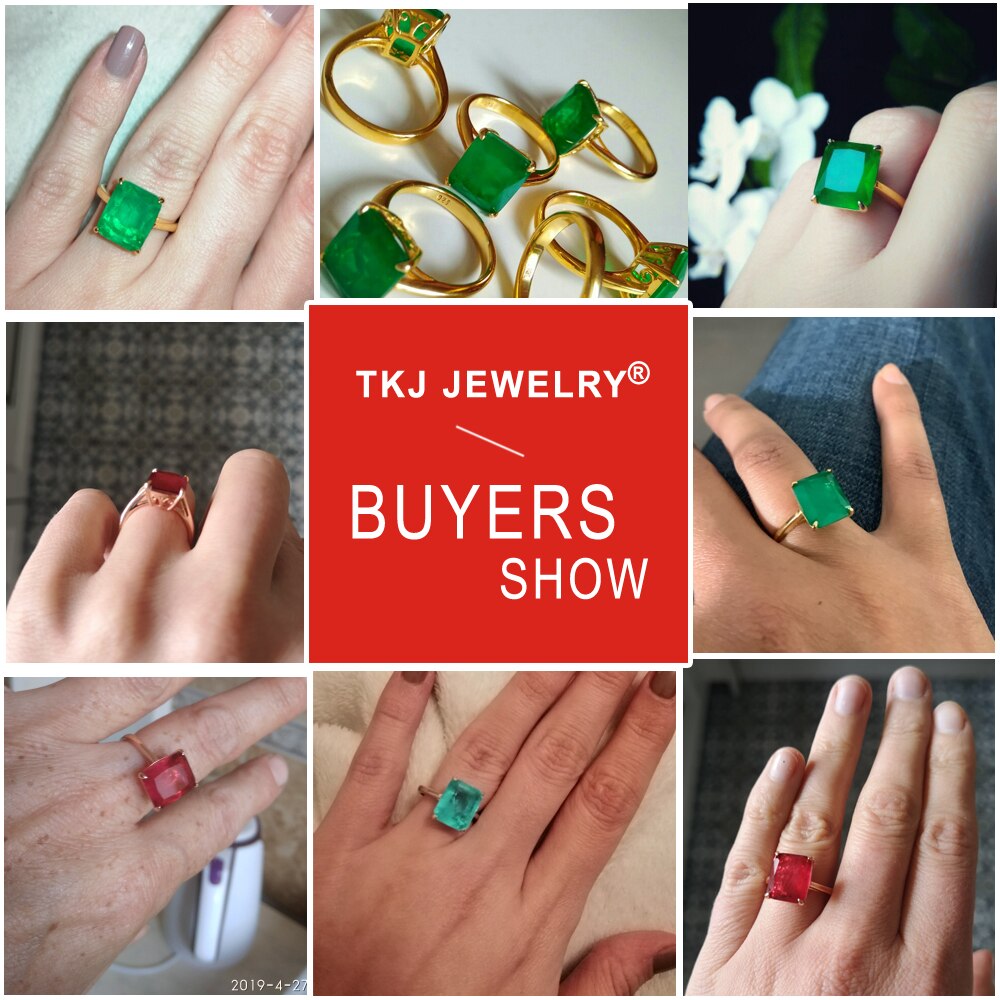 TKJ Emerald Ring Ruby Genuine Ladies Ring