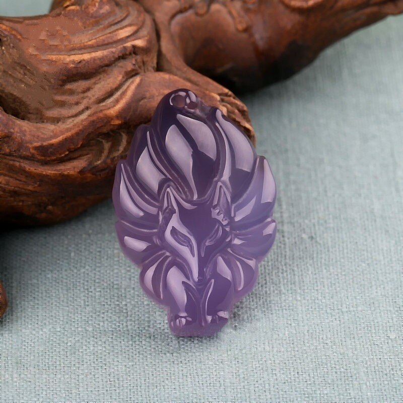 Natural Green Chalcedony Hand-carved Nine-tailed