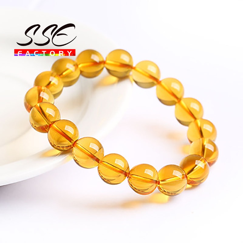 Natural Citrines Crystal Bracelets Stone Round Beads