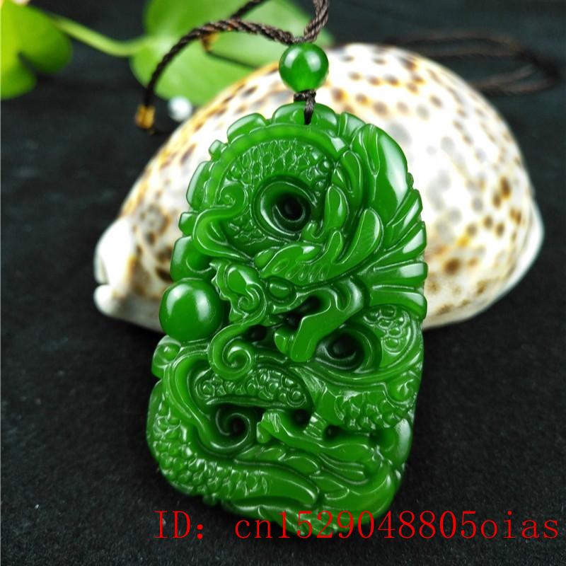 Natural Green Hetian Jade Stone Dragon Pendant