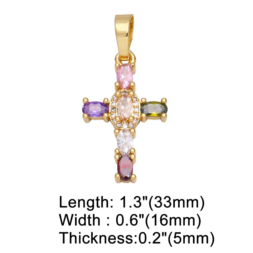 Big Rainbow Colorful Cross Pendants for Necklace
