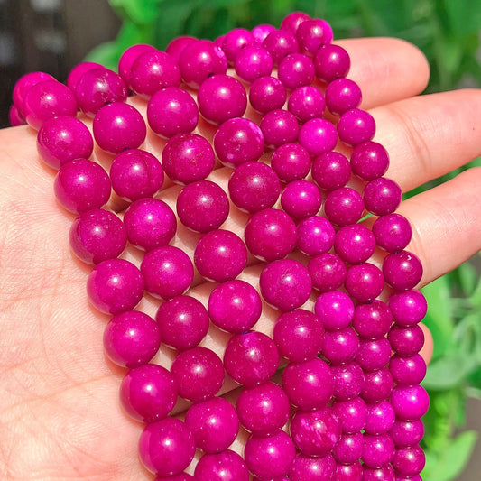 Natural Stone Beads Fuchsia Sugilite Jade Round