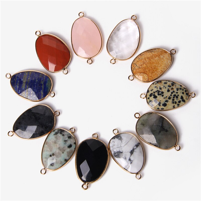 Double Sided Faceted Natural Stone Slice Charm