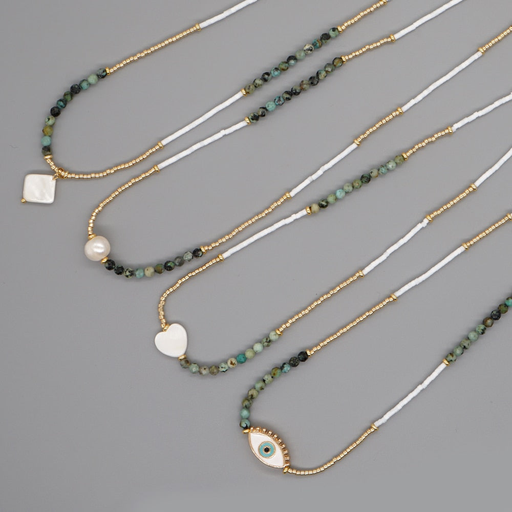 Boho Simple Beaded Necklace for Women Evil Eye