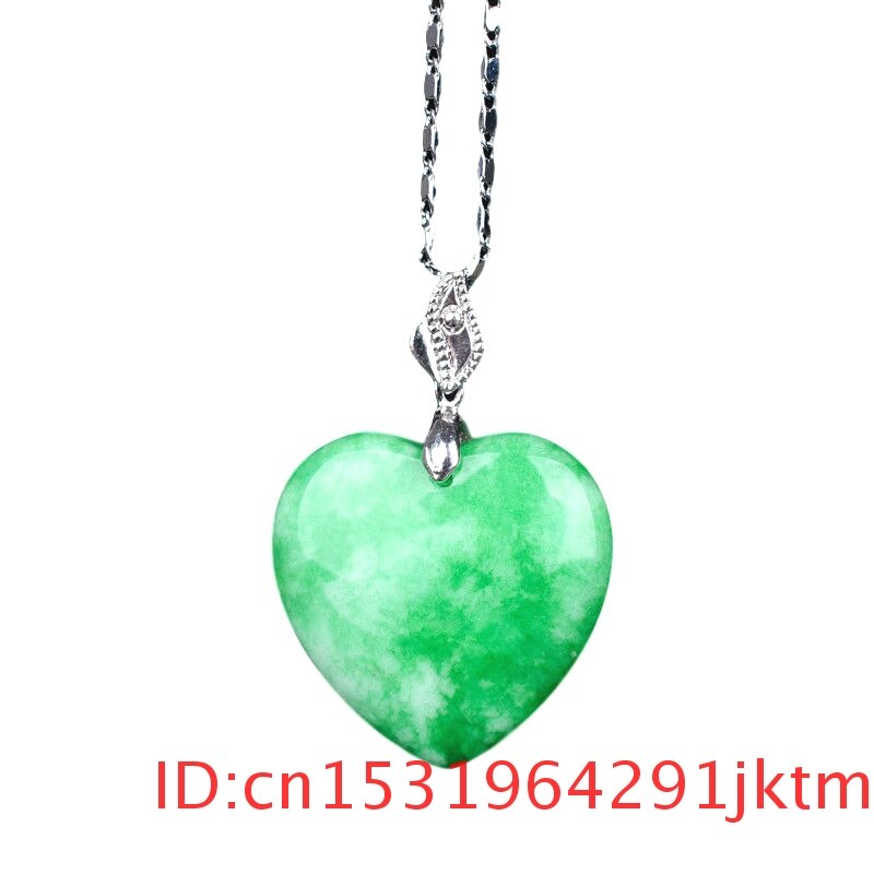 Natural Green Jade Heart Pendant Necklace
