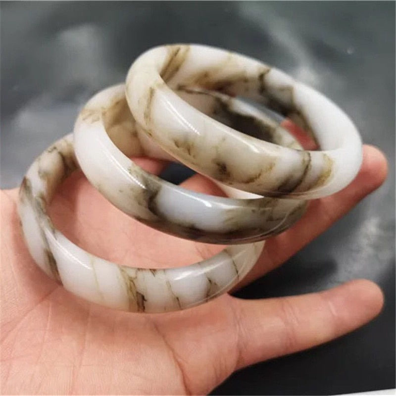 Carved  Wide Strip Jade Bracelet