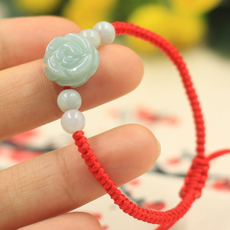 Customized Emerald Rose Flower Beads Bracelet