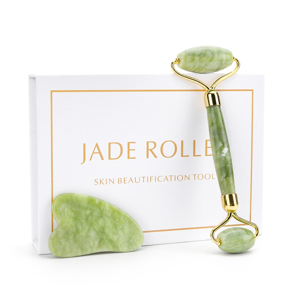 Face Massage Jade Roller Gua sha Set Natural Stone