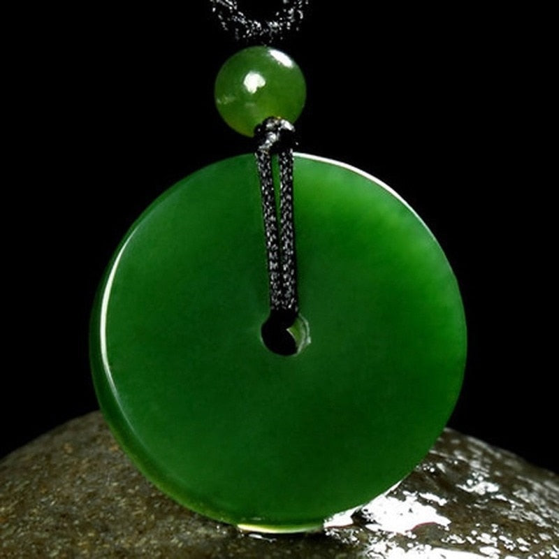 Natural Green Hand Carved Ping'an Clasp Jade Pendant