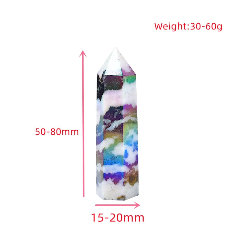 Natural Aura Stone Crystal Point Healing Obelisk