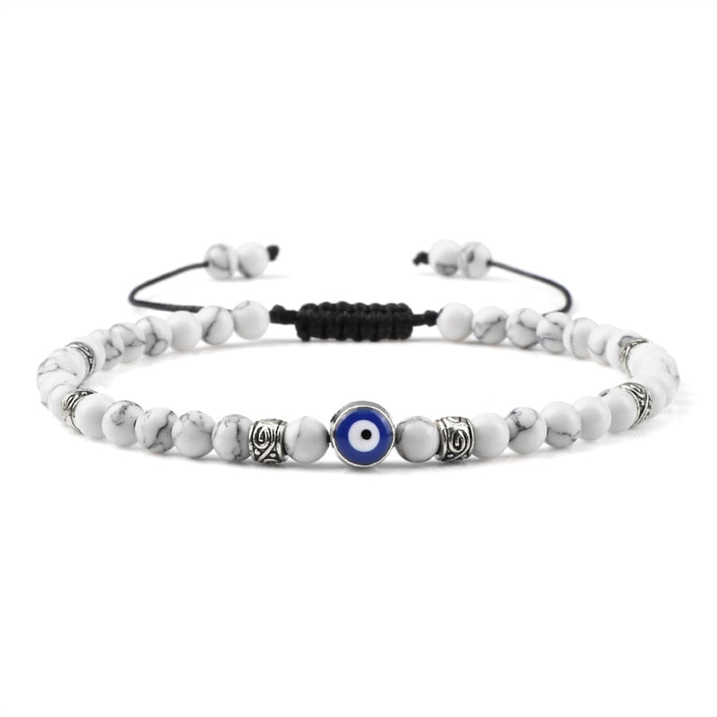 Evil Eye Bracelet Natural Black Matte Lava Stone Beads