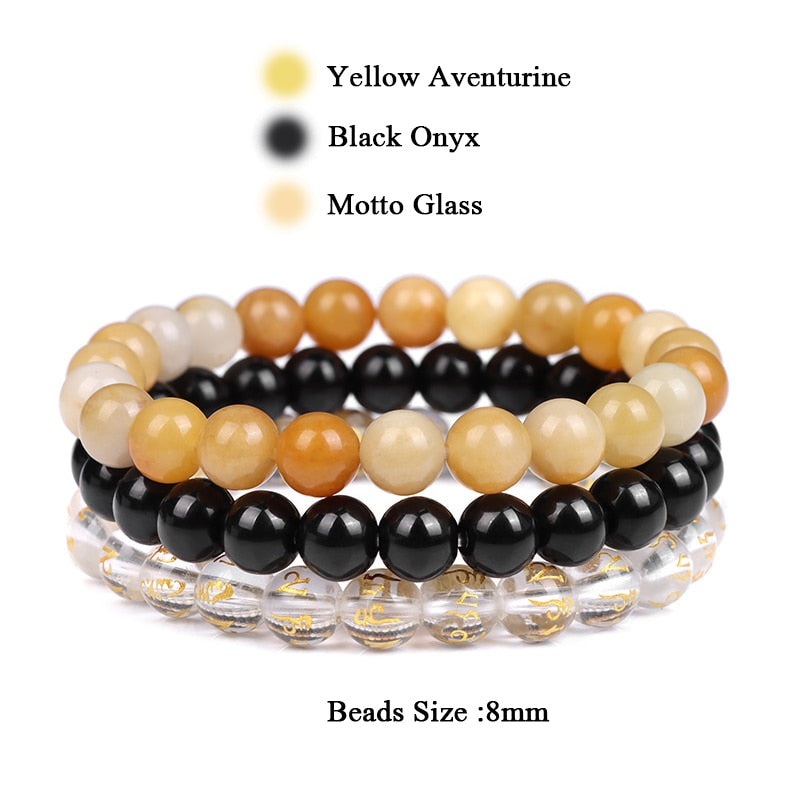 Natural Stone Beads Bracelet Set Rhodonite