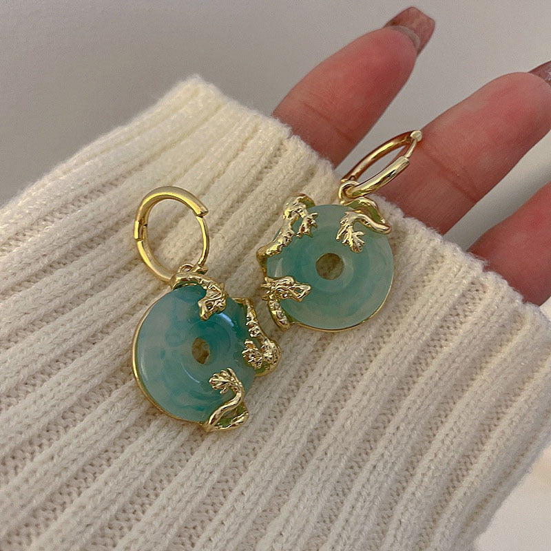 Jade Donut Earrings for Women Stone Luxury