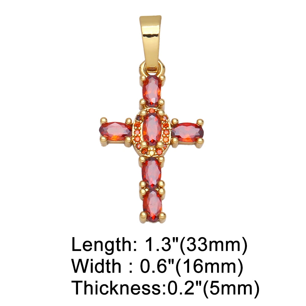 Big Rainbow Colorful Cross Pendants for Necklace