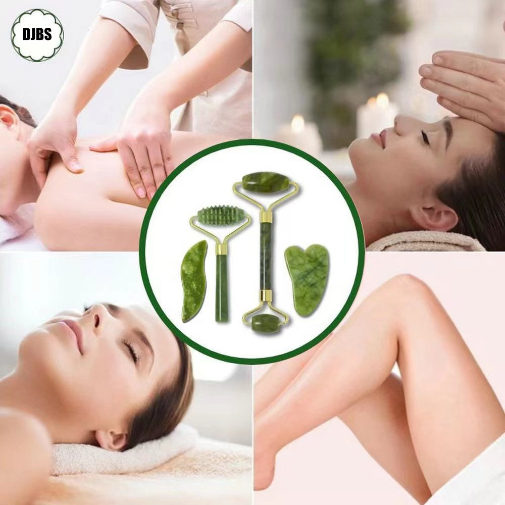 Natural Jade Roller Face Massagers Gua Sha Set