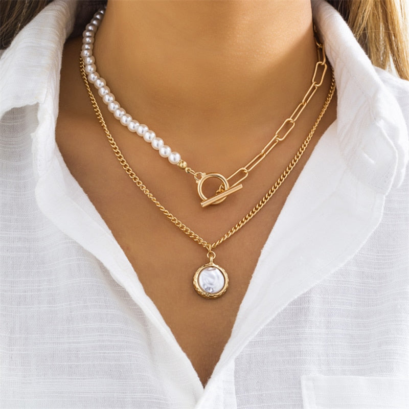 Bohemian Shell Necklace For Women Elegant Pearl