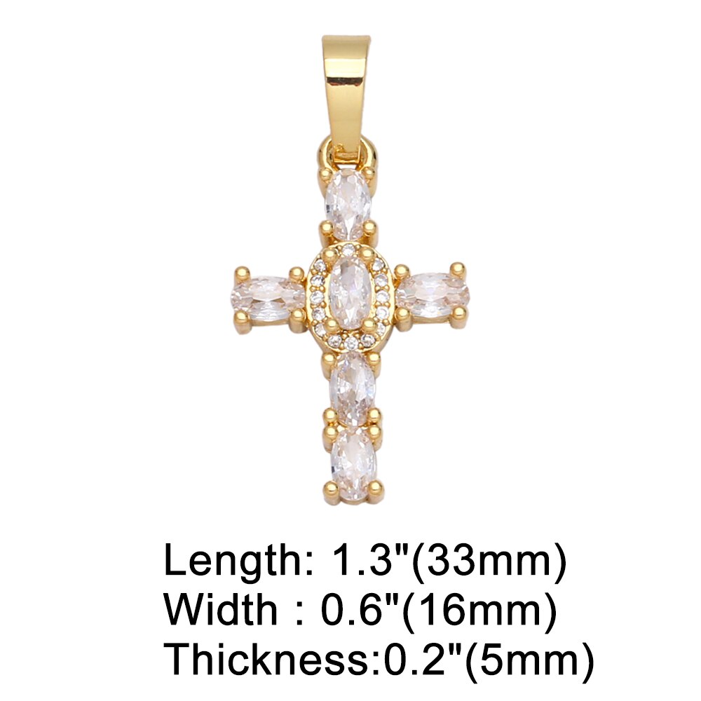 Big Rainbow Colorful Cross Pendants for Necklace