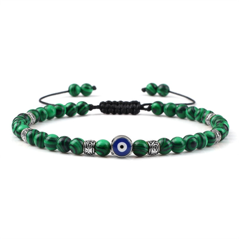 Evil Eye Bracelet Natural Black Matte Lava Stone Beads