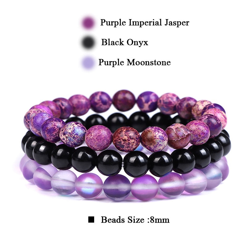 Natural Stone Beads Bracelet Set Rhodonite