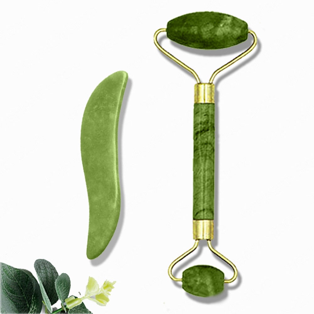 Face Massager Jade Roller Scraper Facial Neck