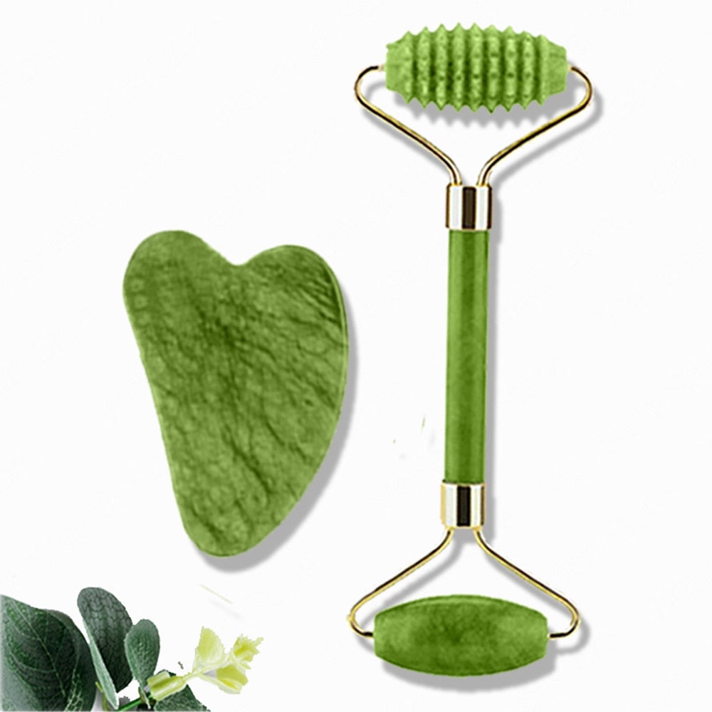 Face Massager Jade Roller Scraper Facial Neck