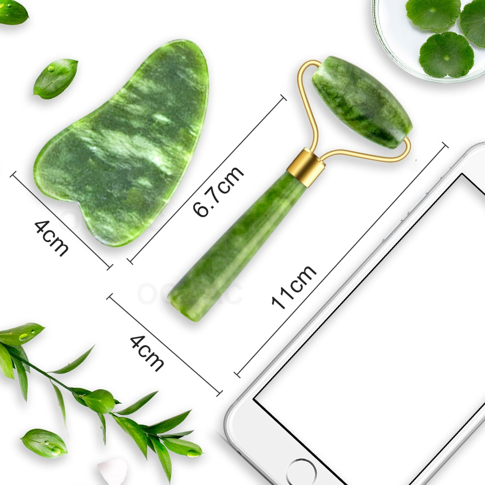 2pcs/kit Gua Sha Massager For Face Care Jade Rollers