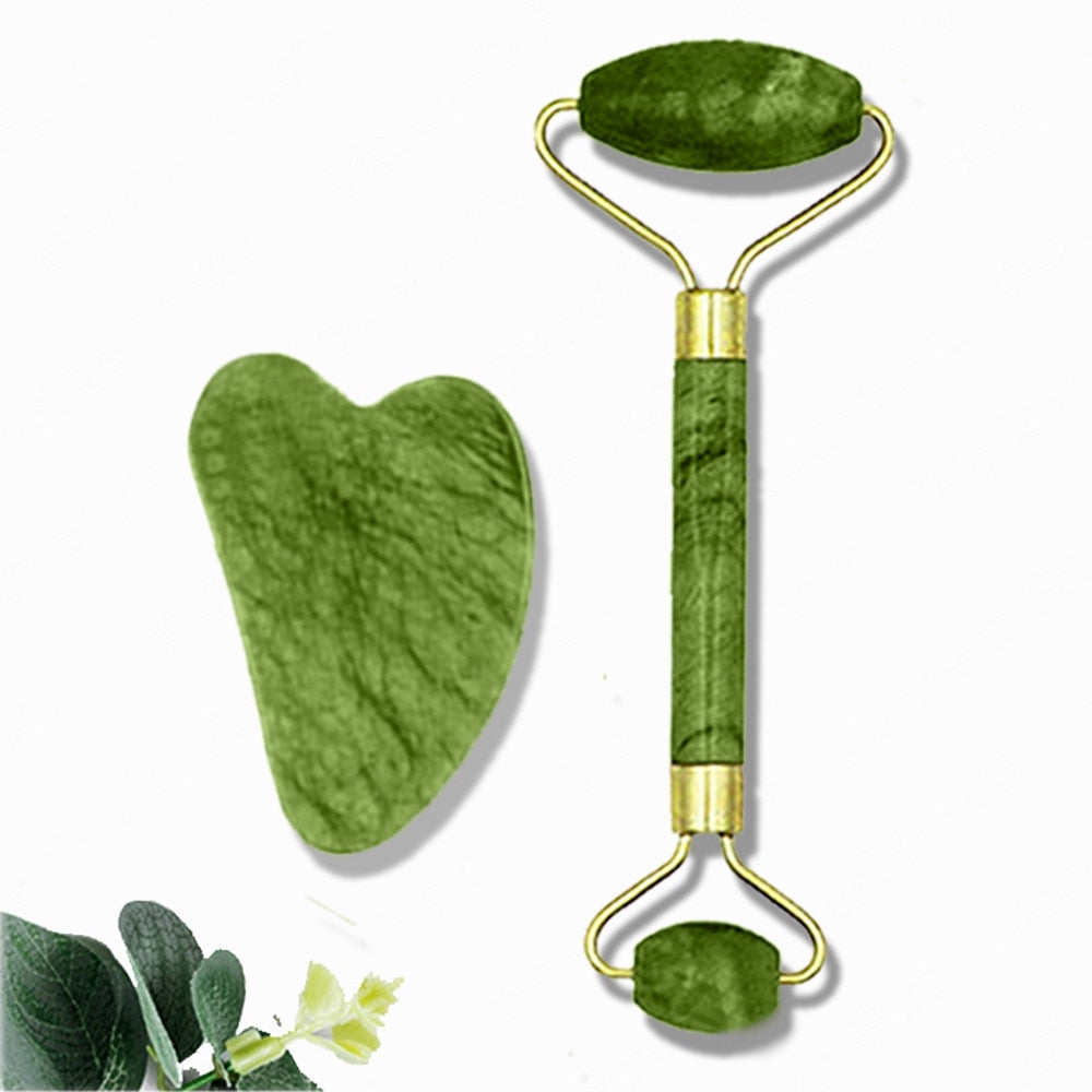 Face Massager Jade Roller Scraper Facial Neck