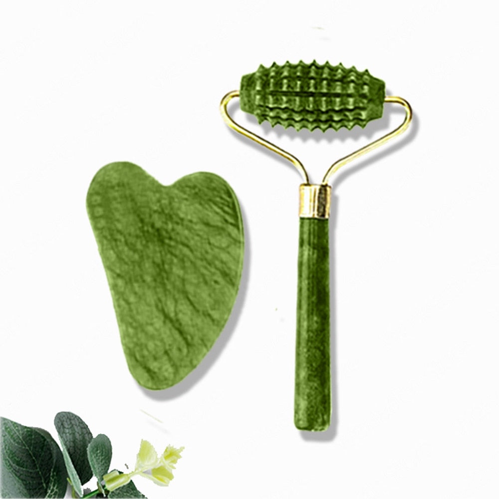 Face Massager Jade Roller Scraper Facial Neck