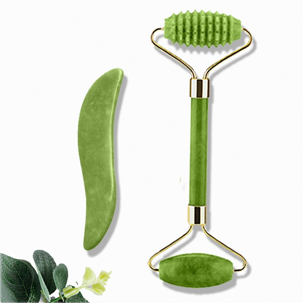 Face Massager Jade Roller Scraper Facial Neck