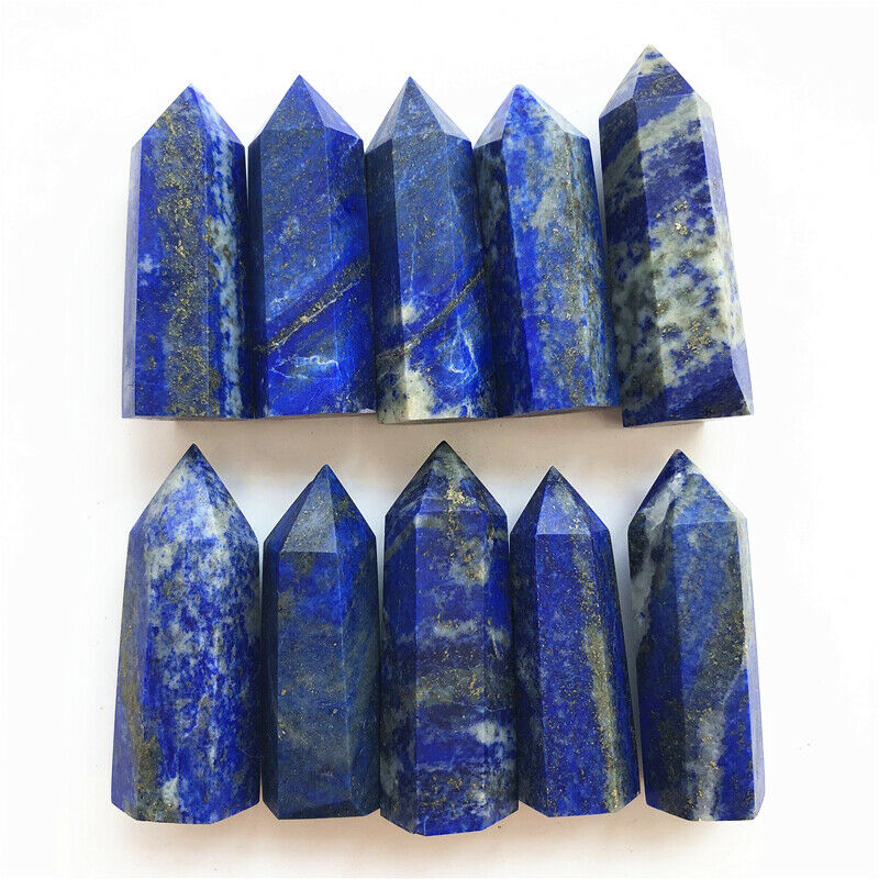 Natural Blue Lapis Lazuli Crystal Point Wand Tower