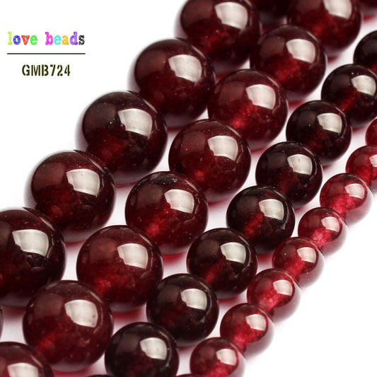 Garnet Stone Dark Red Jades Round Beads DIY Bracelet