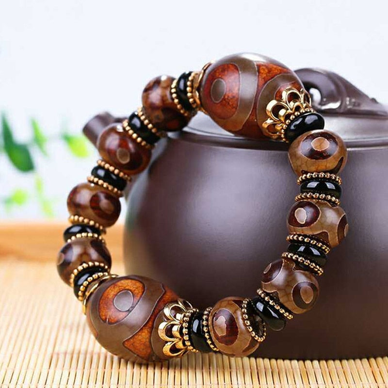 Old Tibetan Dzi Beads Bracelet Ethnic Style