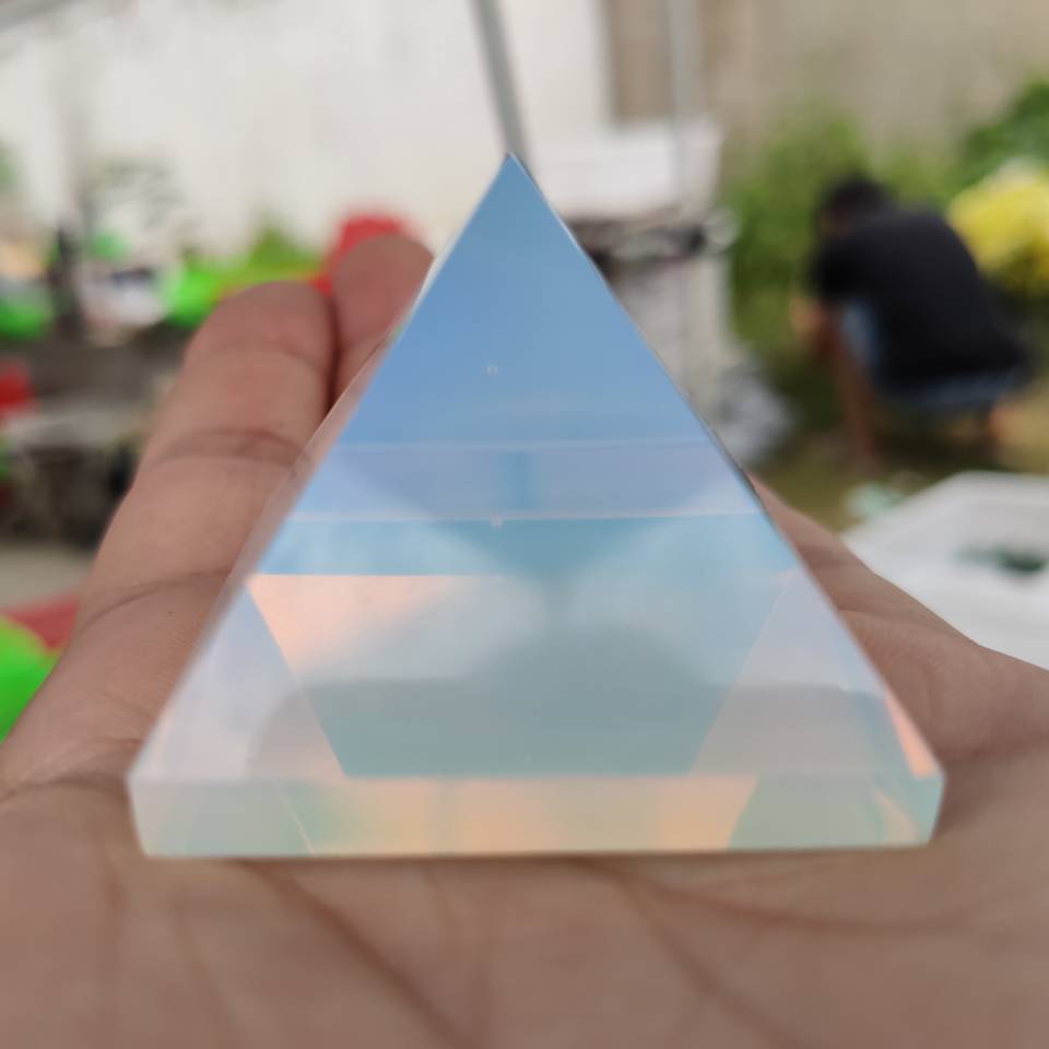 White Opal Stone Pyramid Crystal Energy Meditation