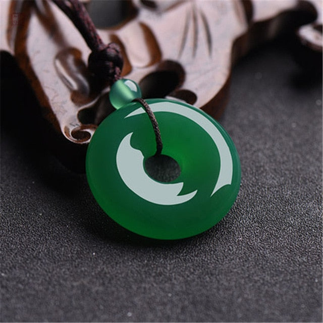 Natural Green Agate Jade Safety Buckle Pendnat
