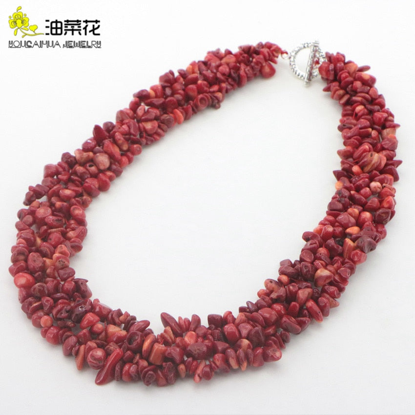 Natural Stone Necklace Irregular Red Coral