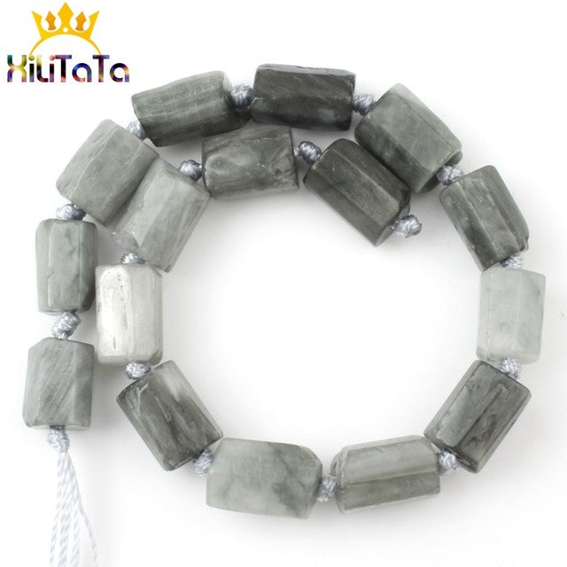 Aquamarina Jades Stone Cylinder Loose Beads