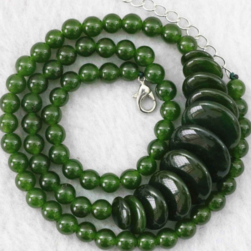 Green Chain Pendant Necklace Stone Chalcedony