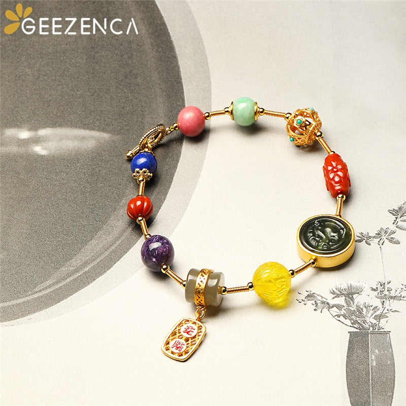 Multi Gemstones Gold-plated Bracelet Vintage