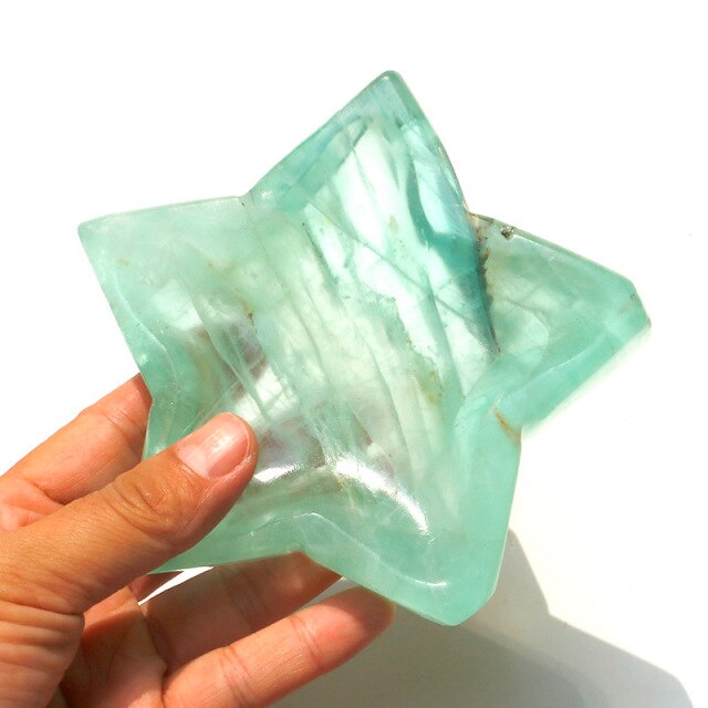 Hand made Shaped Natural Green Crystal Bowl