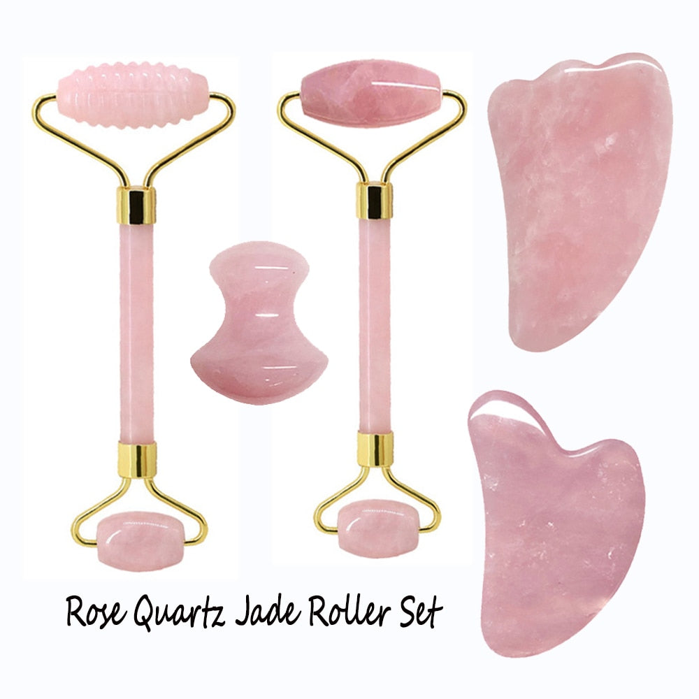 Rose Quartz Jade Roller Set Gouache Board Scraper