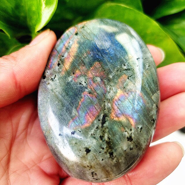 Natural Labradorite Stone Crystal Palm Stones Plaything