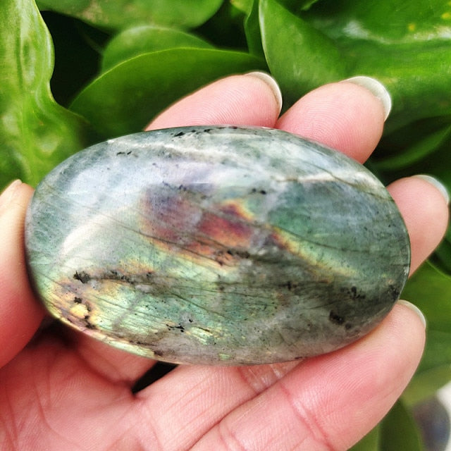 Natural Labradorite Stone Crystal Palm Stones Plaything