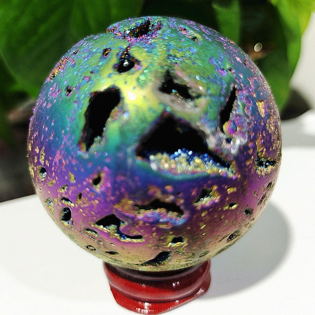Beehive Agate Sphere Plating Color Stonel Ball