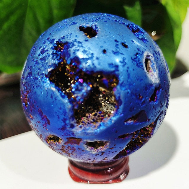 Beehive Agate Sphere Plating Color Stonel Ball