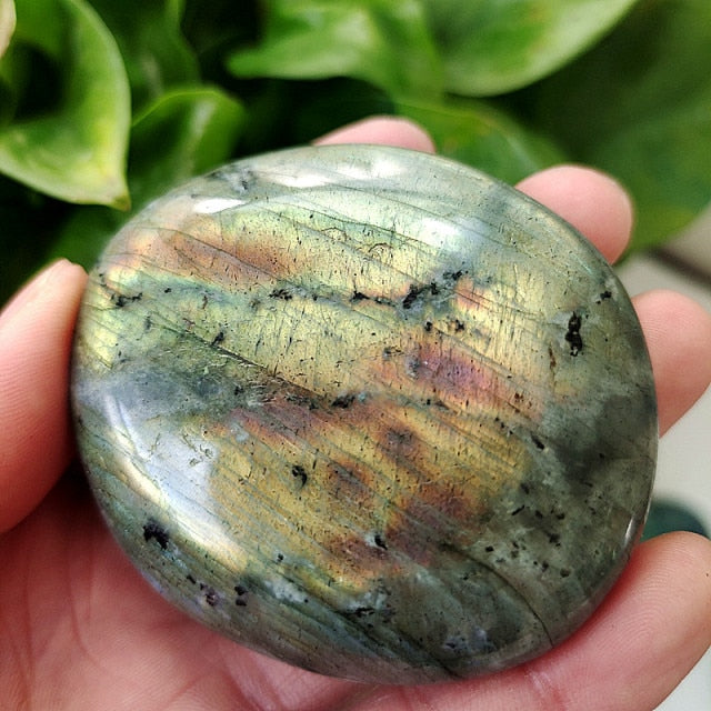 Natural Labradorite Stone Crystal Palm Stones