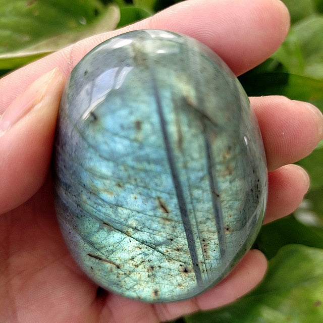 Natural Labradorite Stone Crystal Palm Stones